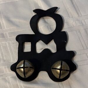 Black Train Ornament with Bells, classic jingle bells, door guard
